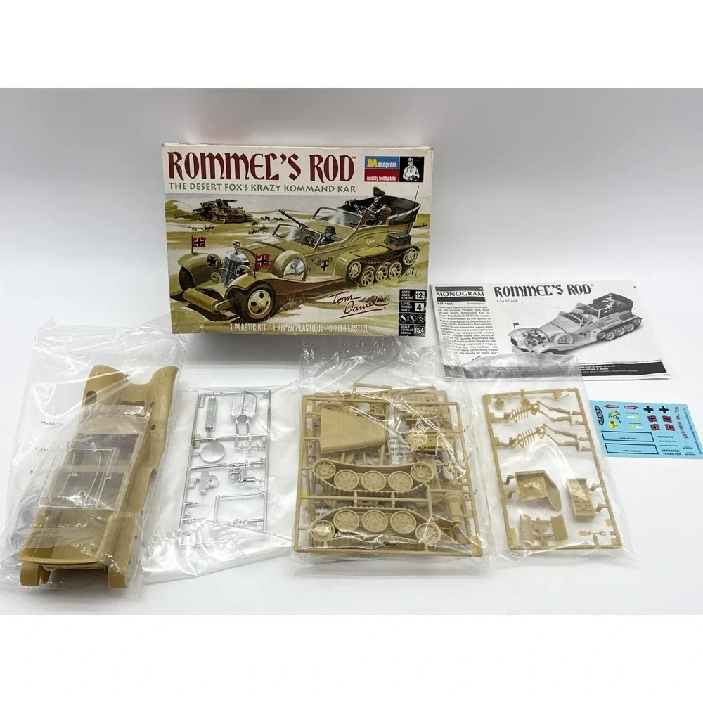 Monogram Rommel's 1 Rommel's Hobby Model Kit 1/24 Scale Tan Plastic Vintage